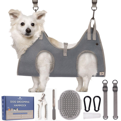 Dog Grooming Hammock Kit with Nail Clippers – Medium