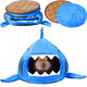 Shark-Shaped Small-Pet Hideout Bed with Cushions – Navy Blue