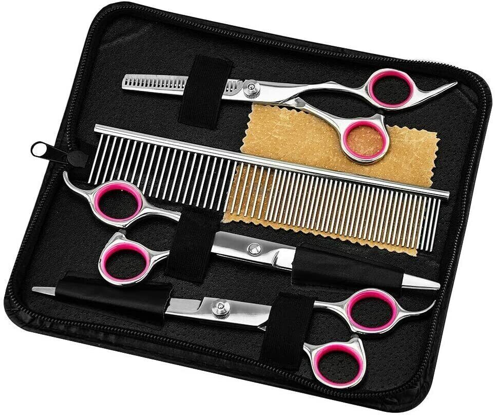Pet Grooming Scissors Kit with Comb & Storage Case