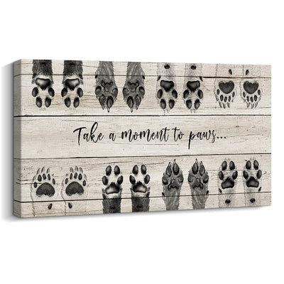 ARTINME Take a Moment to Paws Canvas Wall Art – Black, 16 × 8 in