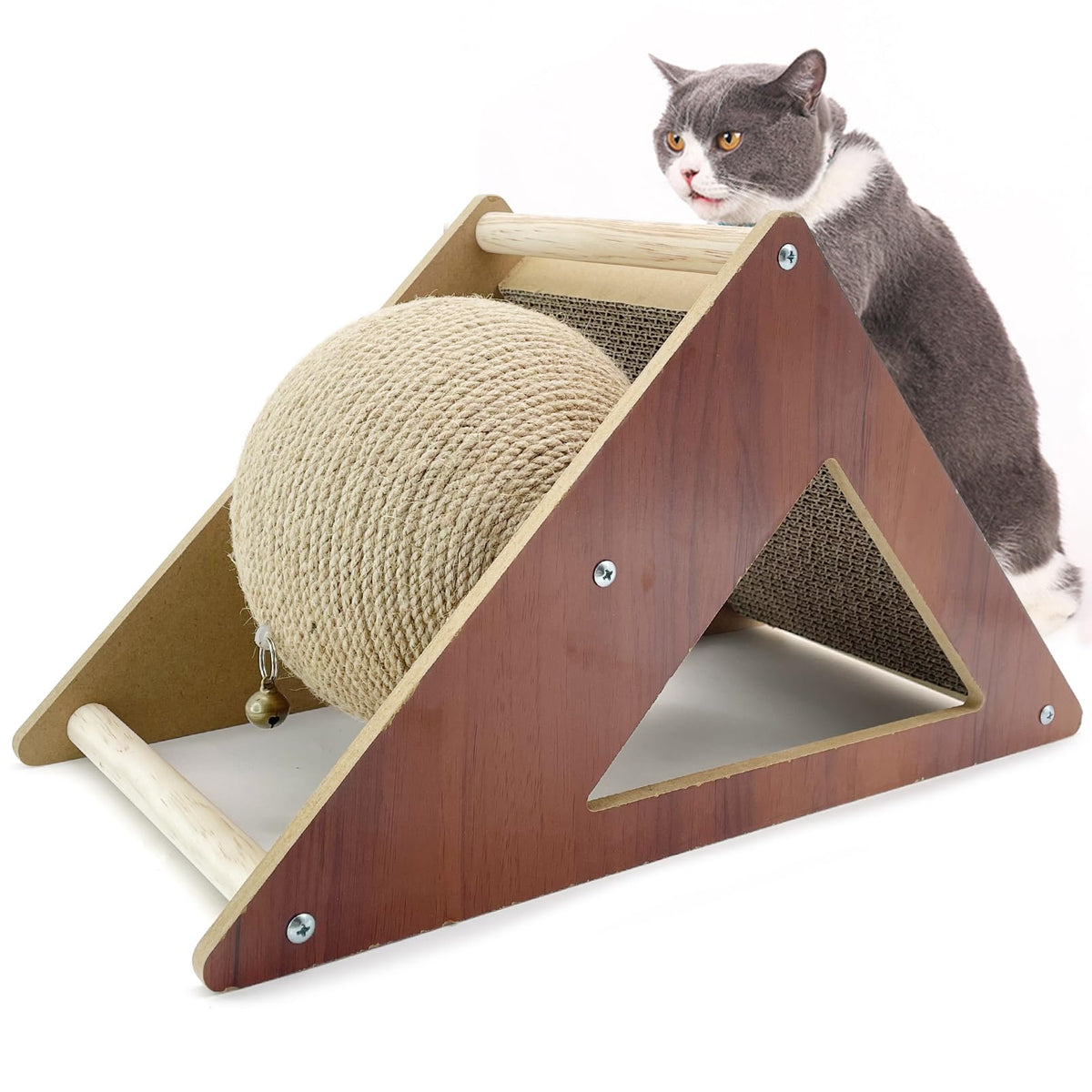 Fhiny 2-in-1 Sisal Ball & Cardboard Cat Scratcher