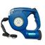 JEBBLAS 15 ft Retractable Dog Leash with Flashlight & Bag Dispenser – Blue