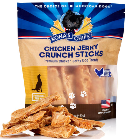 KONAS CHIPS Chicken Jerky Crunch Sticks Dog Treats – 1 lb
