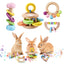 AOWPFVV 4 Pcs Wooden Bunny Toys - Safe Rabbit Toys Bite-Resistant Guinea Pigs Toys for Chinchillas Hamsters Small Animals Playing Teeth Grinding Indoor Outdoor