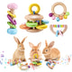 AOWPFVV 4 Pcs Wooden Bunny Toys - Safe Rabbit Toys Bite-Resistant Guinea Pigs Toys for Chinchillas Hamsters Small Animals Playing Teeth Grinding Indoor Outdoor