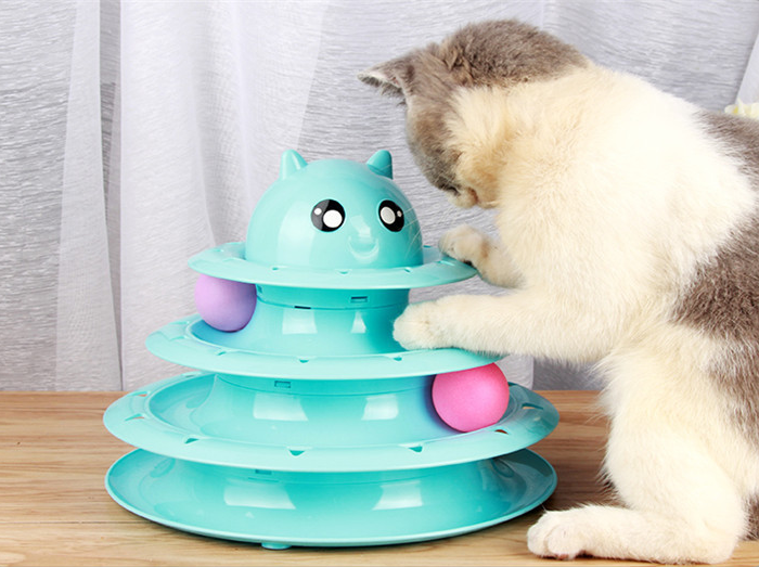 Cat Toy with Three-Tier Tower and Spinning Ball