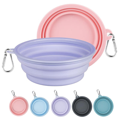 Kytely Collapsible Travel Pet Bowls – 2-Pack, 650 mL, Lavender & Pink