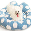 Round Pet Bed with Removable Washable Cover – Blue, 30 × 30 in