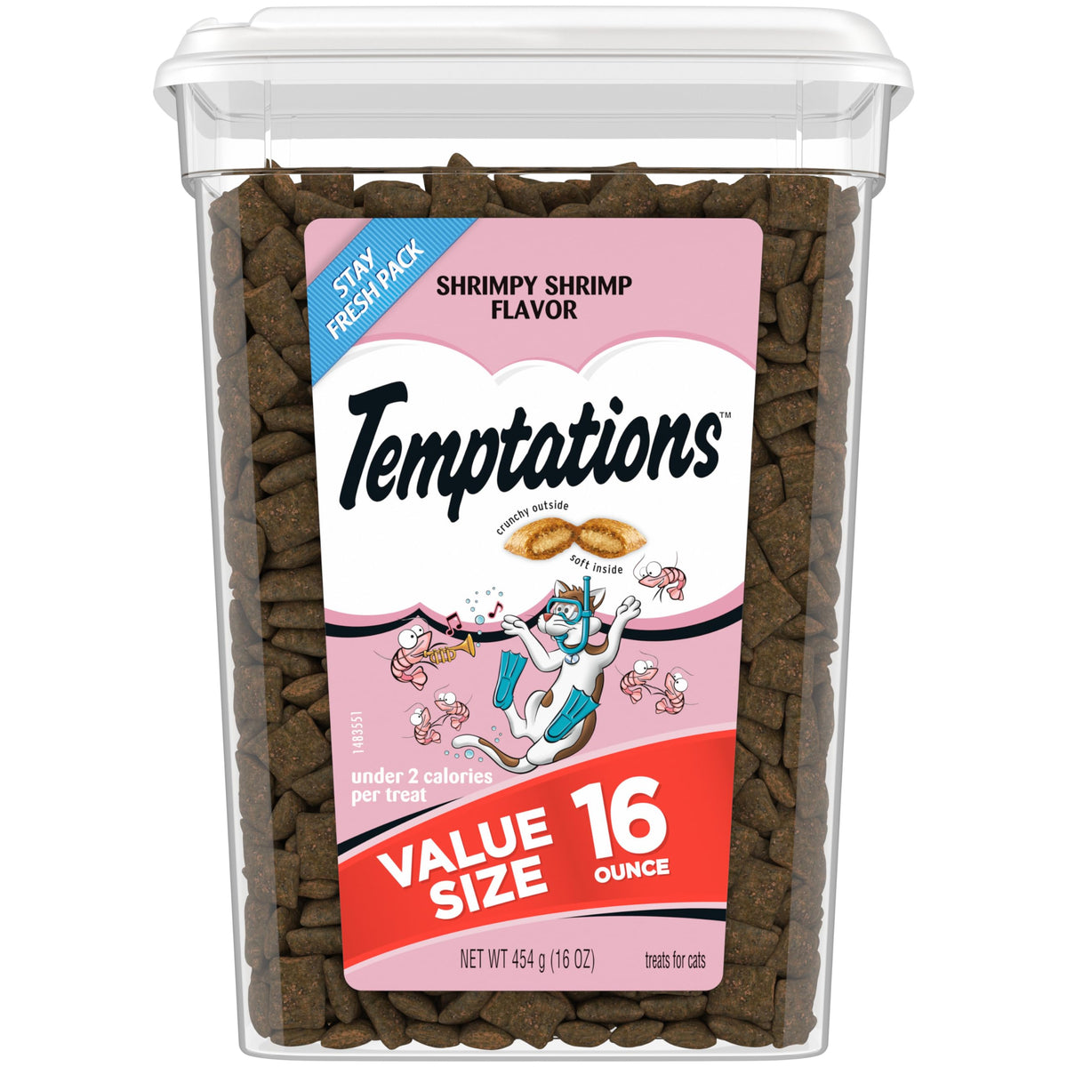Temptations Shrimpy Shrimp Flavor Cat Treats – 16 oz Tub