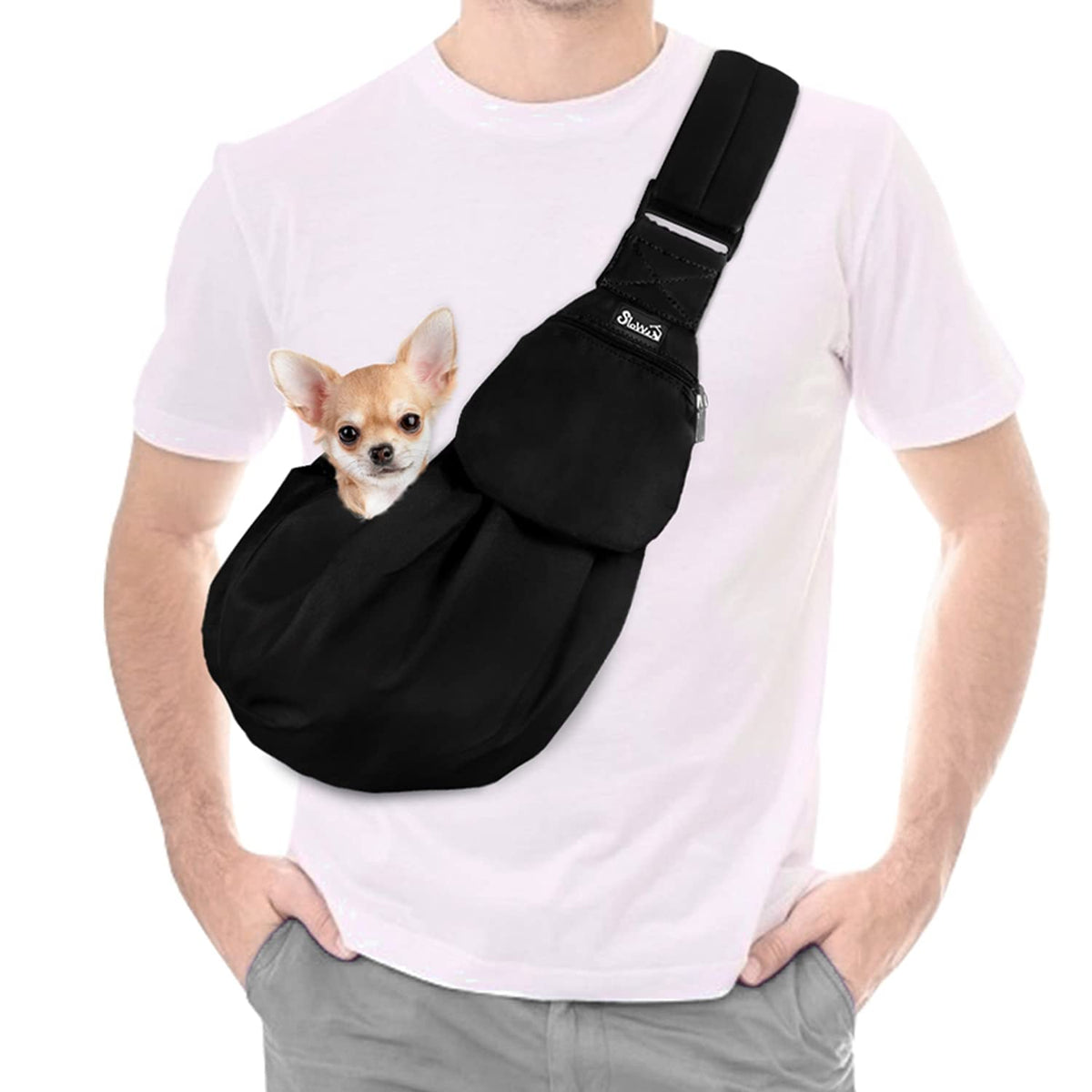 Lukovee Cotton Pet Sling Carrier – Black, Small