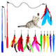 OODOSI Retractable Cat Wand Set – 2 Wands & 10 Replacement Lures