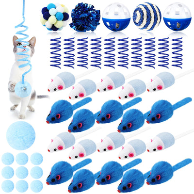 Gemscream Cat Toy Variety Set – 46 Pieces, Blue