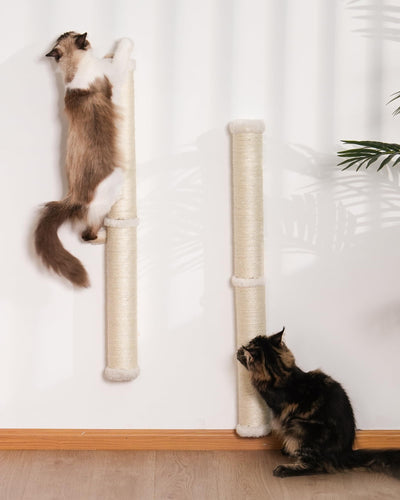 Wall-Mounted Sisal Cat Scratching Posts – 2-Pack, 34 in, Beige