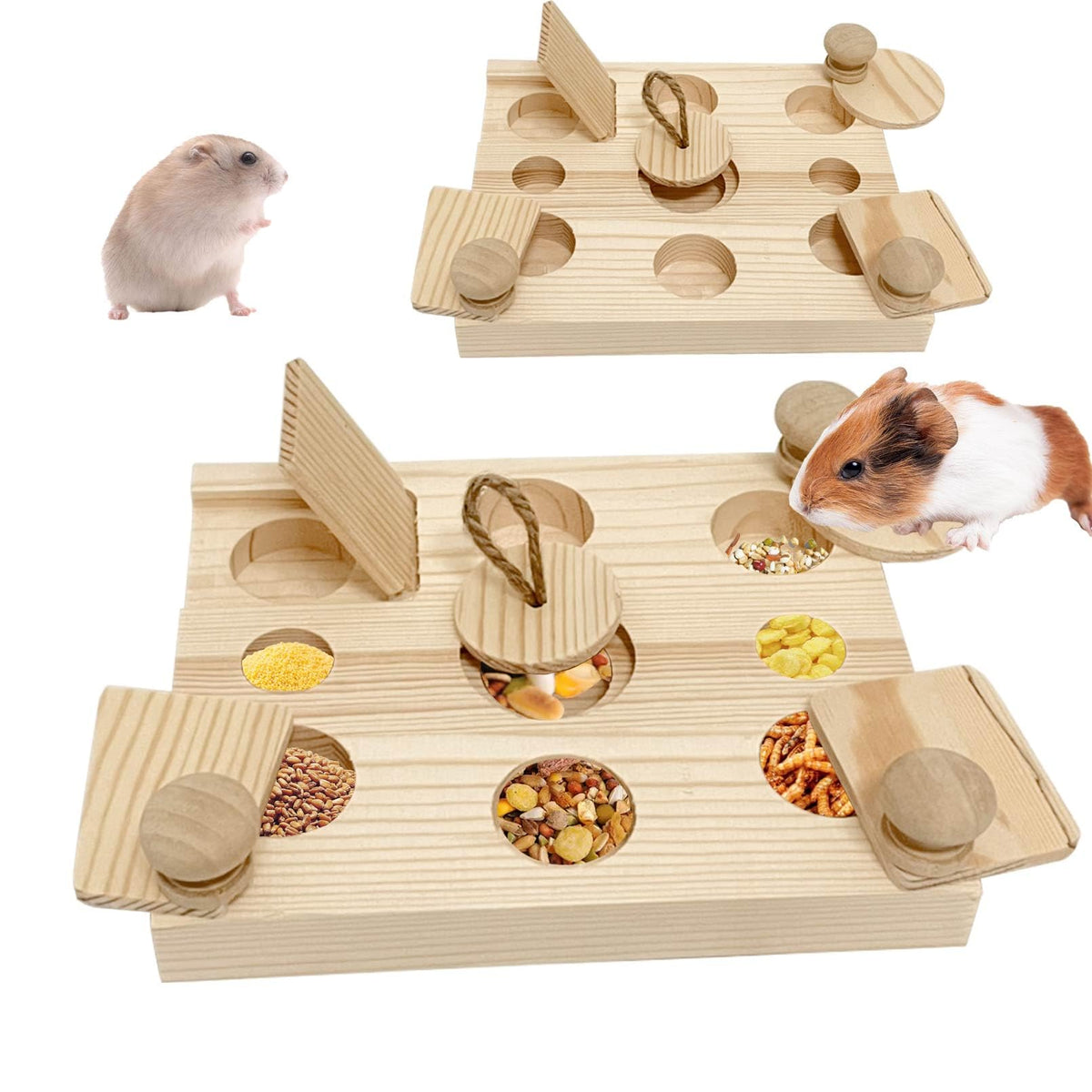 MUYG Wooden Small-Pet Foraging Puzzle Toys – 2-Pack