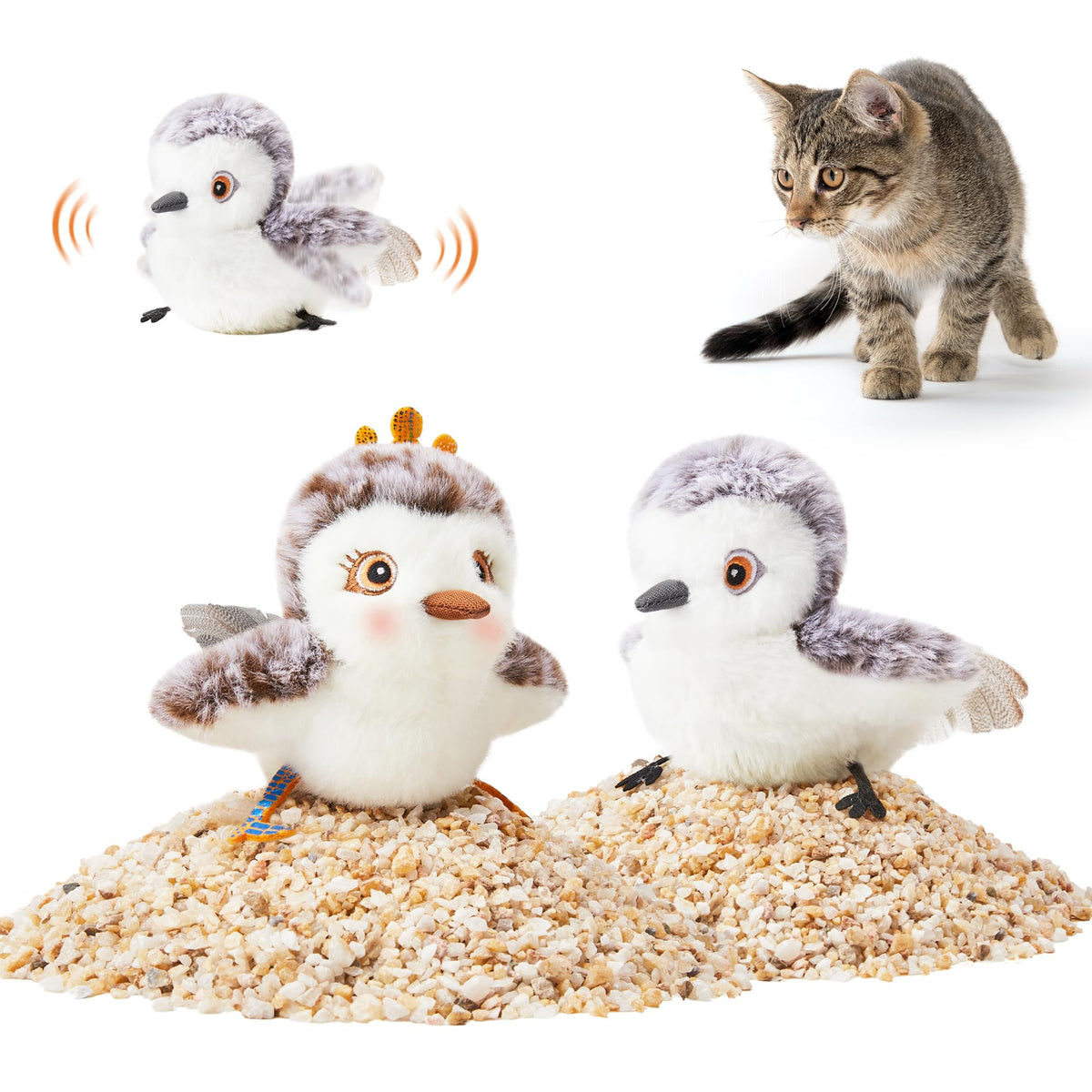 Potaroma Rechargeable Flapping Sandpiper Cat Toys – 2-Pack