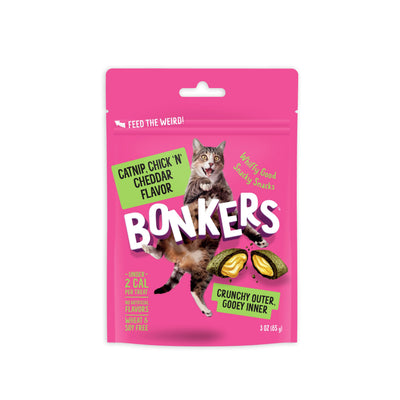 Bonkers Cat Treats – Catnip Chick ’n Cheddar, 3 oz