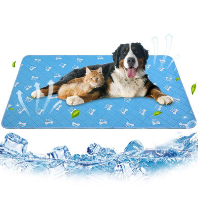 PUPTECK Cool-Touch Pet Mat – Printed Navy Blue, 28 × 47 in