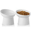 XJYYLX Raised Ceramic Cat Bowls – White, 2-Pack
