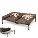 Veehoo Double Elevated Pet Cot with Bolster Mat – Beige Coffee, 49 × 33 in