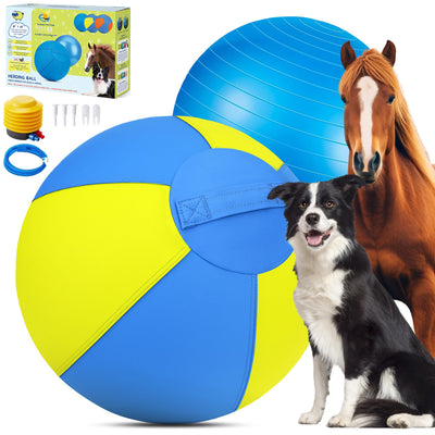 DOSUKE Dog Herding Ball with Pump – 25 in, Yellow & Blue