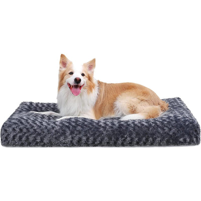 Insta Bulb Plush Dog Bed with Removable Cover – Dark Gray, 23 × 18 in