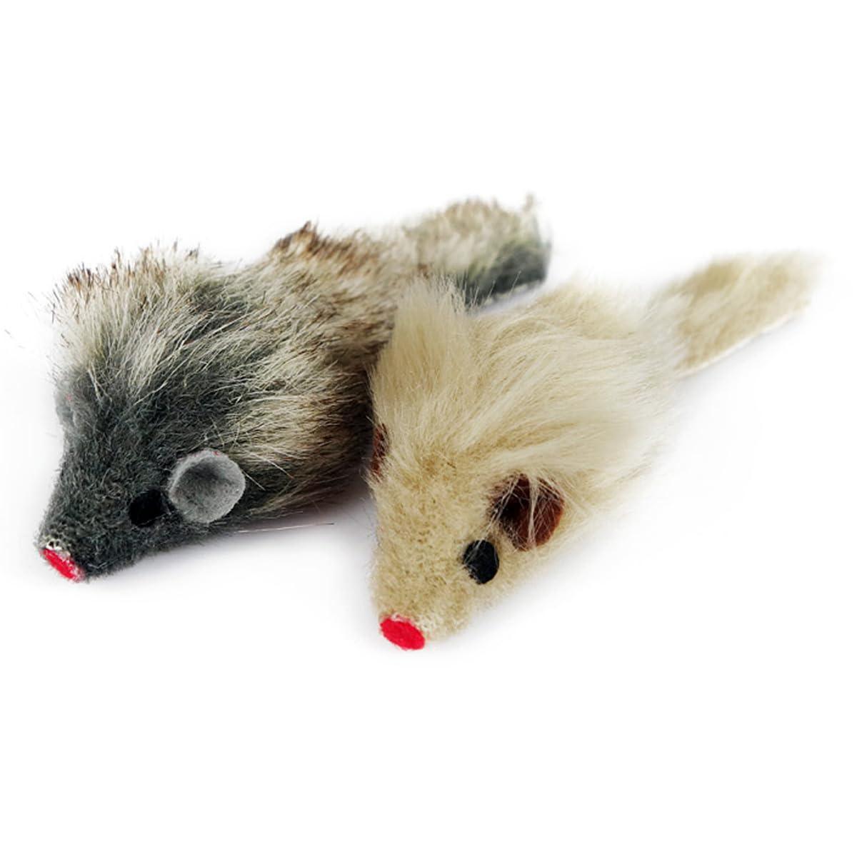 TTcat Faux-Fur Rattle Mouse Cat Toys – 2-Pack