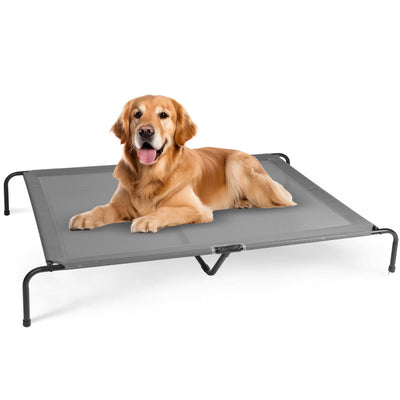 FluffyDream Elevated Dog Cot Bed – Gray, 60 × 37 × 9 in