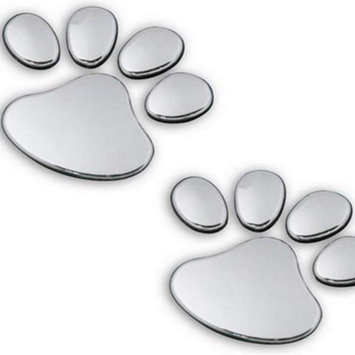 Credible 3D Paw Print Adhesive Car Decals – Silver, 2 Pairs