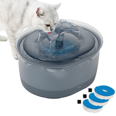Zofula Cat Water Fountain with 3 Filters – 3.4 L, Gray