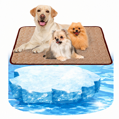 Mojonnie Foldable Cool-Touch Pet Mat – Brown, 28 × 22 in